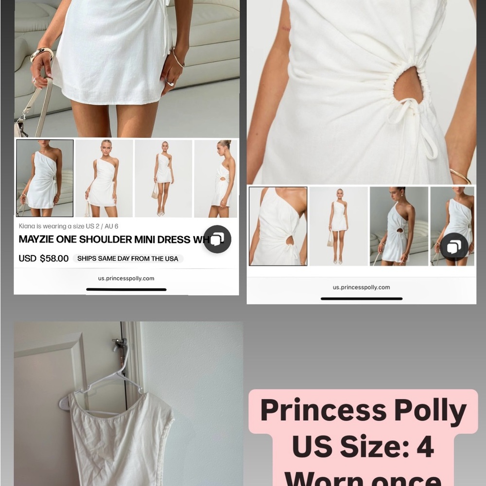 Princess Polly White One Shoulder Mini Dress